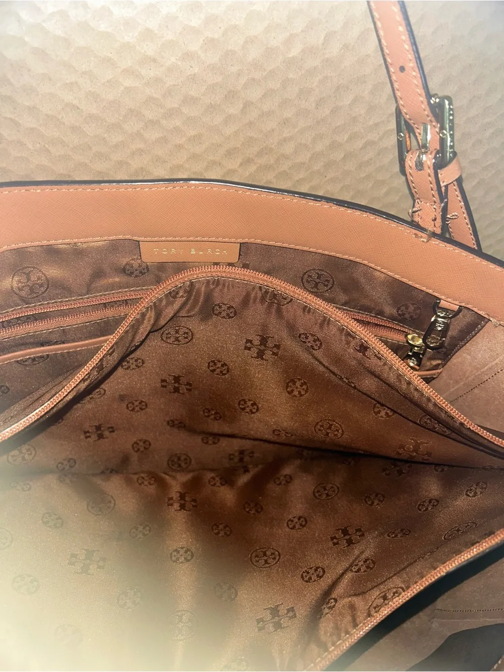 Tory Burch Dusty Rose Leather Tote with Dual Straps